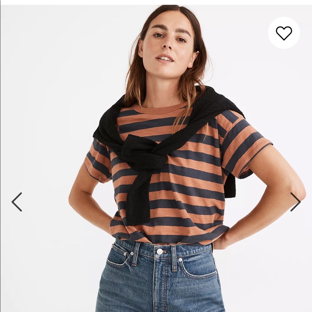 Madewell Whisper Cotton Ribbed Crewneck Tee in Bastian Stripe - Picture 1 of 7